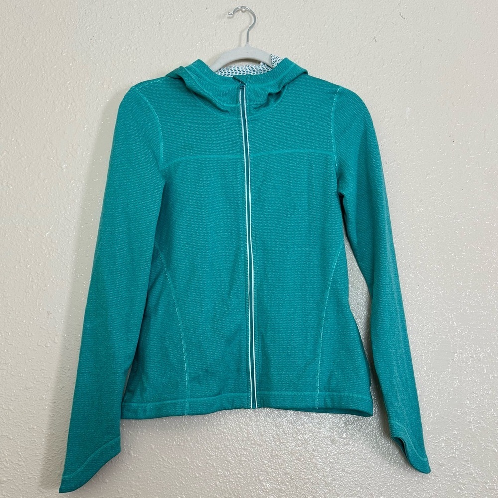 Prana Bright Teal Full Zip Up Hooded Jacket